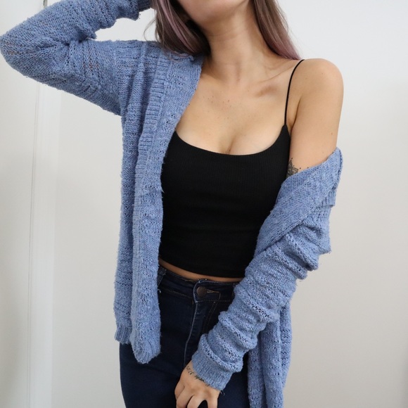 Hollister Blue Knit Hooded Cardigan - Picture 1 of 7